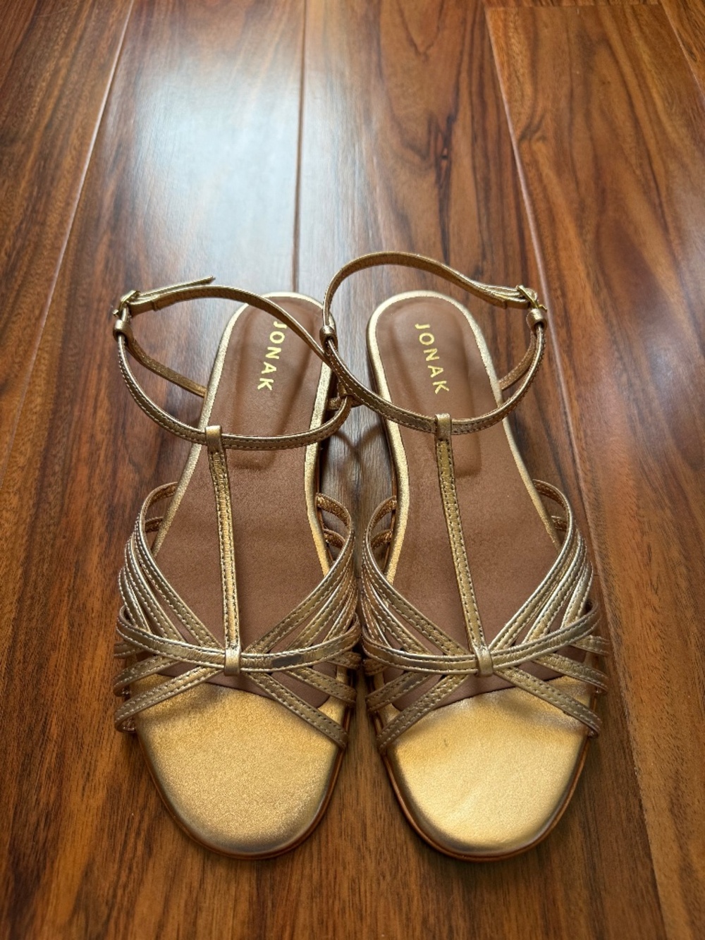 Jonak Strappy Metallic Gold Sandals, EU 38